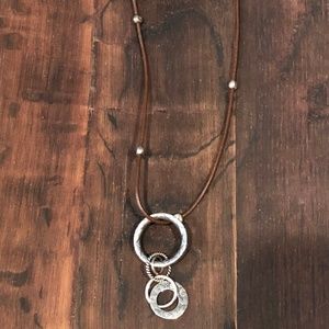 Silpada sterling circles on leather necklace